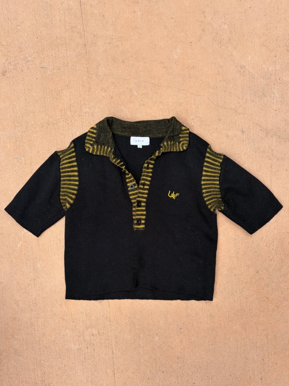 UNIF Rare Black Polo with Yellow Detailing